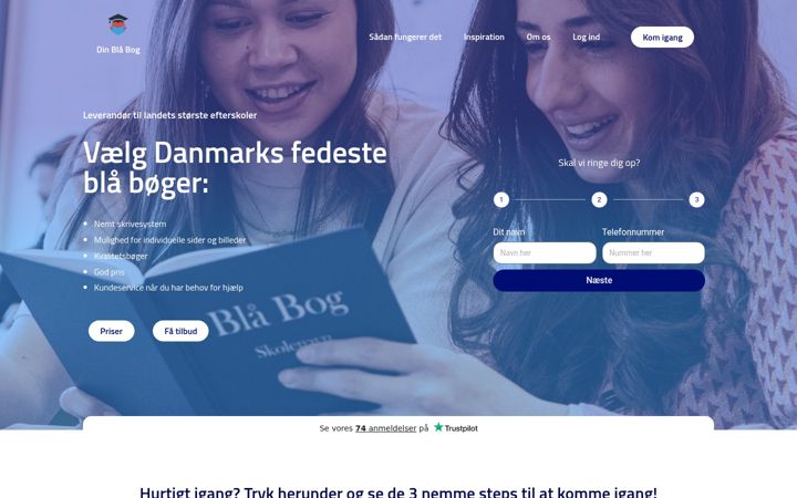 Screenshot stránky dinblaabog.dk