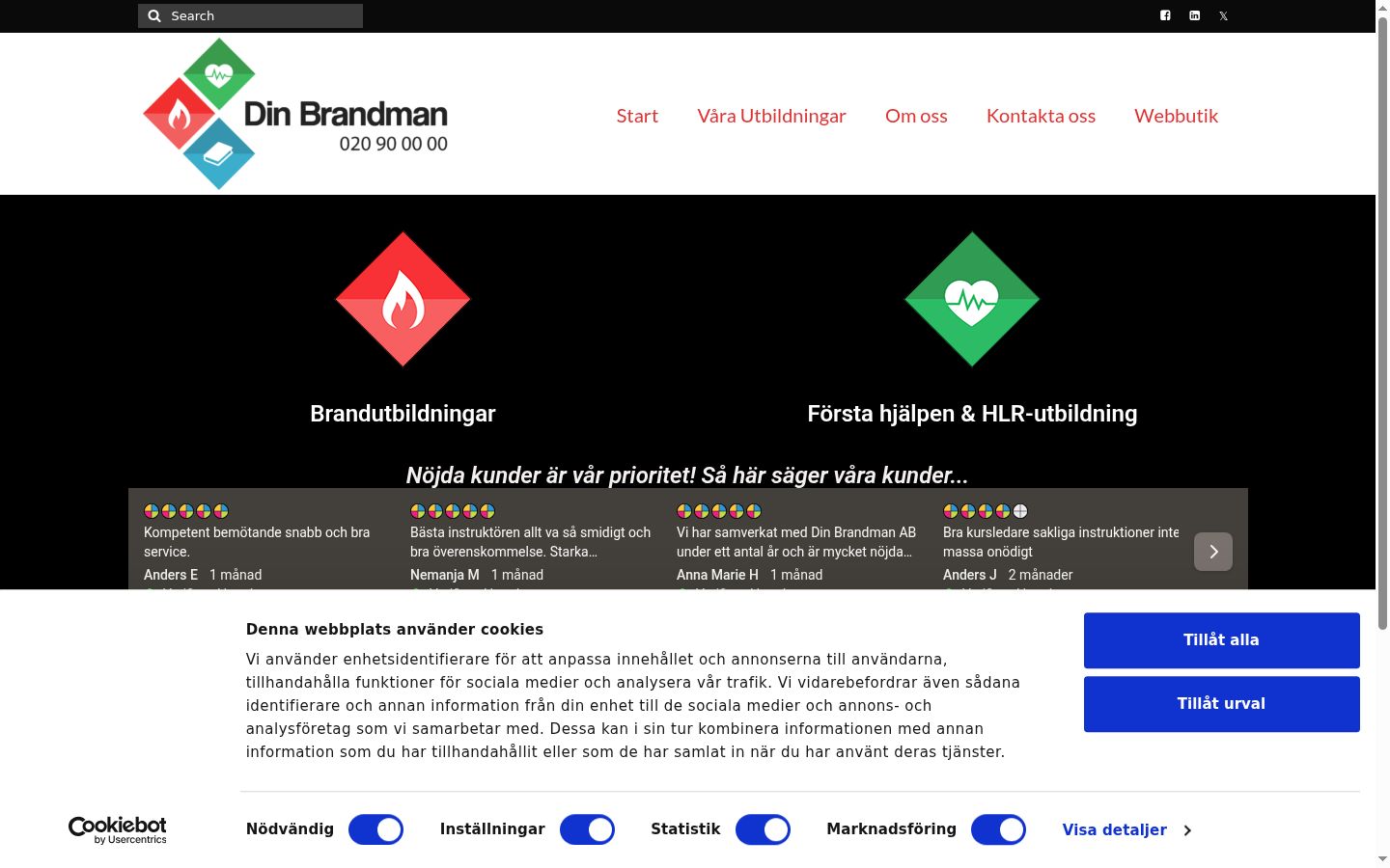 Screenshot del banner di consenso mostrato prima di qualsiasi interazione