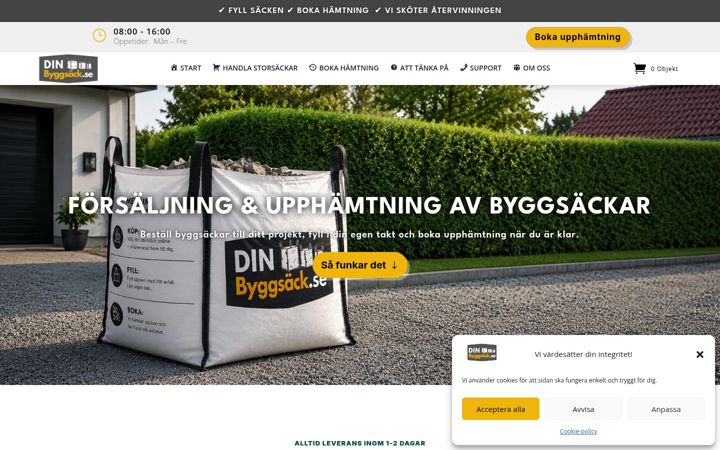 Snímek obrazovky dinbyggsack.se