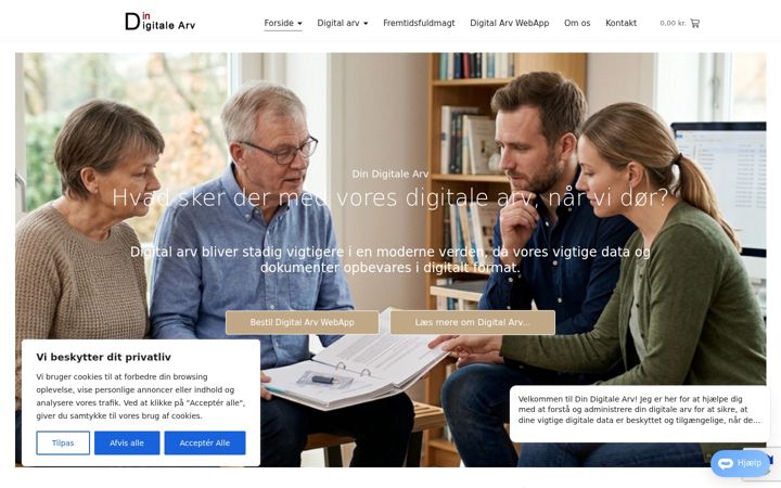 Screenshot stránky dindigitalearv.dk