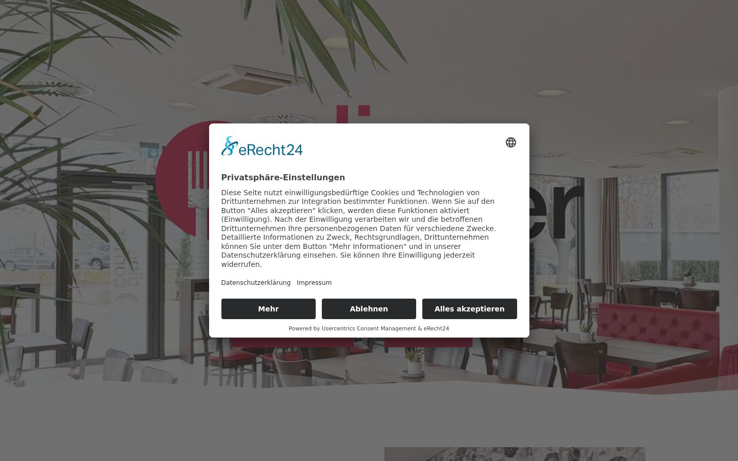 Screenshot des Einwilligungsbanners vor jeglicher Interaktion