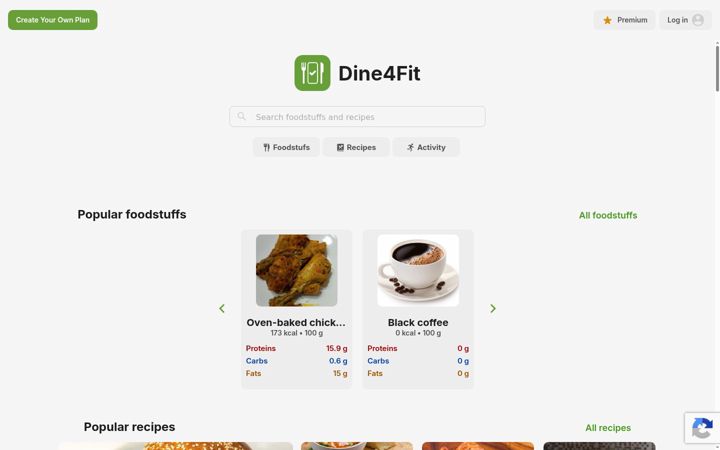 Screenshot of dine4fit.com