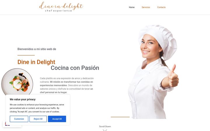 Screenshot of dineindelight.com