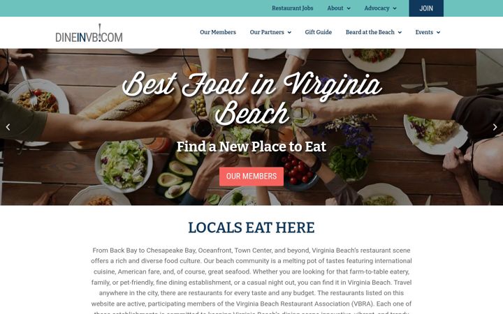 Screenshot of dineinvb.com