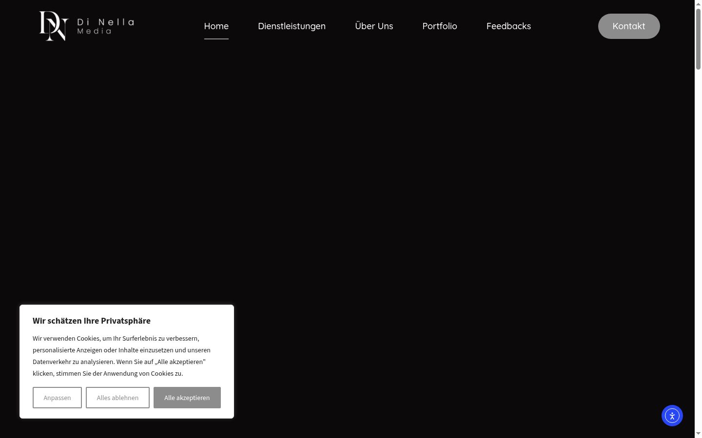 Captura de pantalla del banner de consentimiento mostrado antes de cualquier interacción