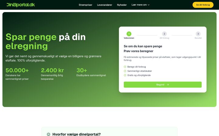 Screenshot von dinelportal.dk