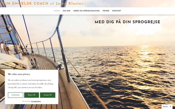 Screenshot stránky dinengelskcoach.dk