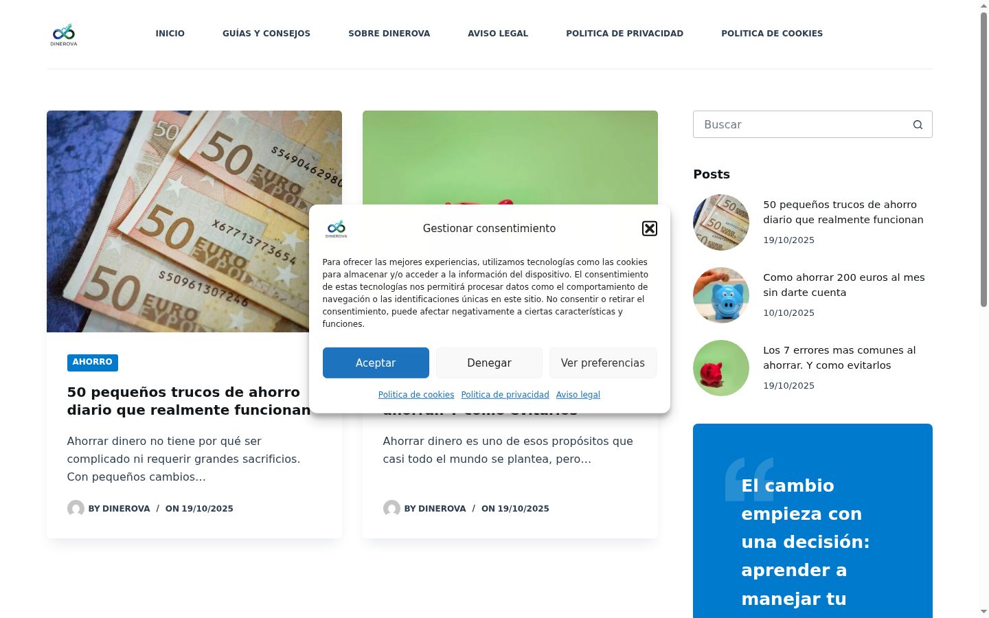 Screenshot tal-banner tal-kunsens muri qabel kwalunkwe interazzjoni