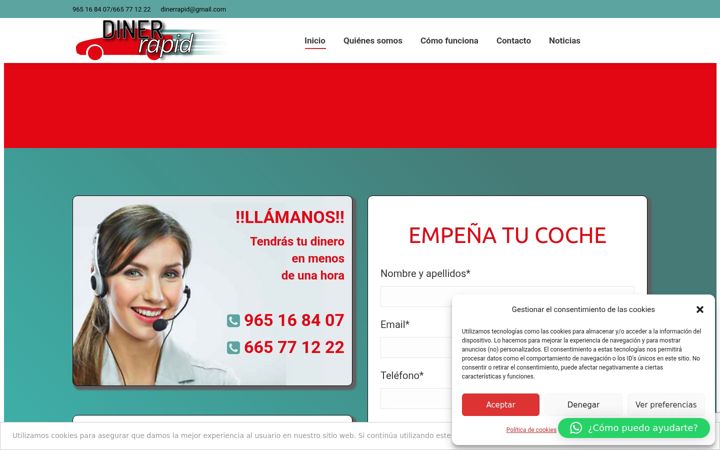 Ekraanipilt saidist dinerrapid.es