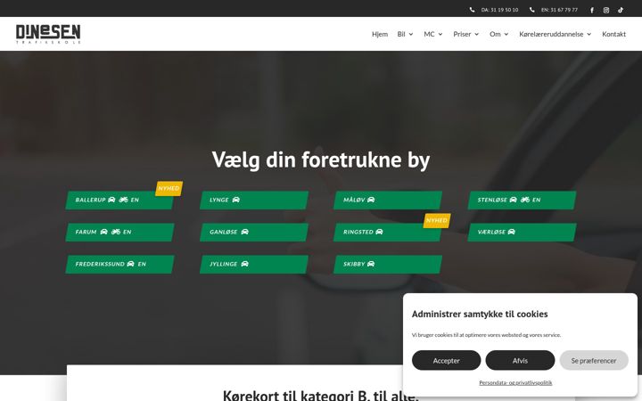 Screenshot stránky dinesen-trafikskole.dk