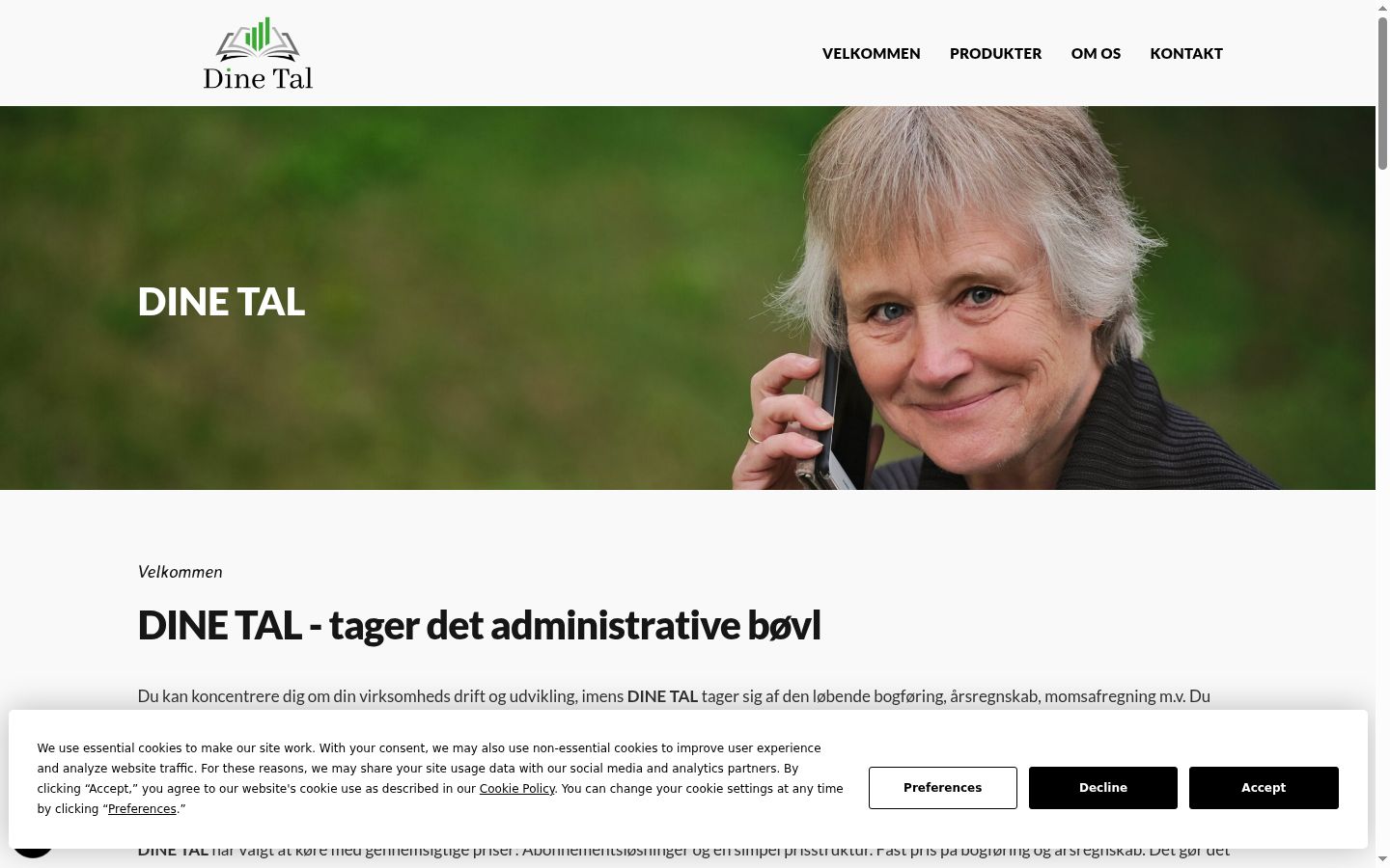 Skärmbild av samtyckesbannern som visades före någon interaktion