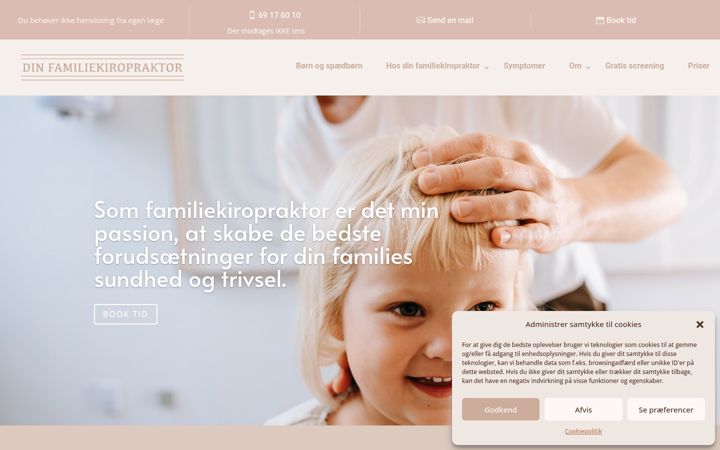 Screenshot of dinfamiliekiropraktor.dk