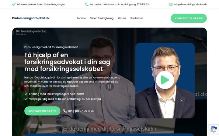 Screenshot of dinforsikringsadvokat.dk