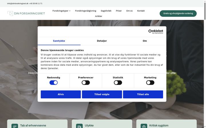 Screenshot of dinforsikringsret.dk