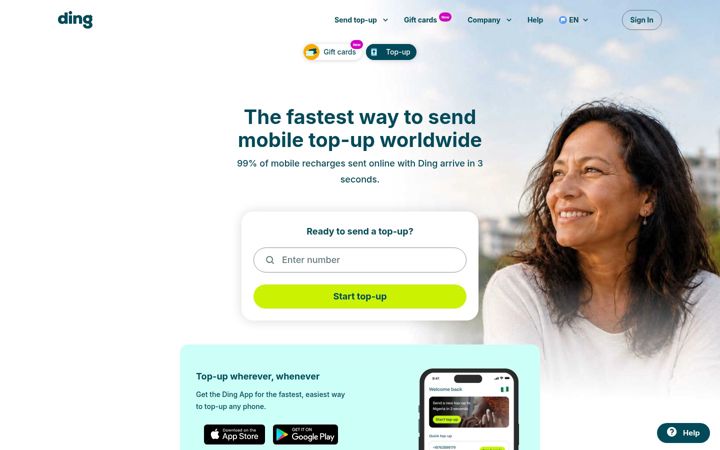 Screenshot di ding.com