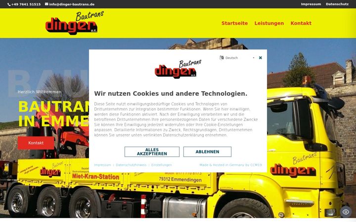 Capture d'écran de dinger-bautrans.de