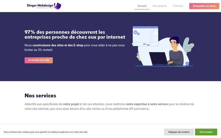 Screenshot of dingerwebdesign.com