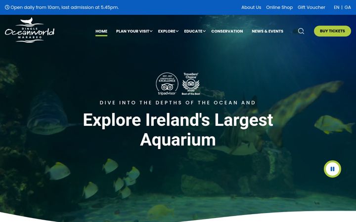 Screenshot ta' dingle-oceanworld.ie