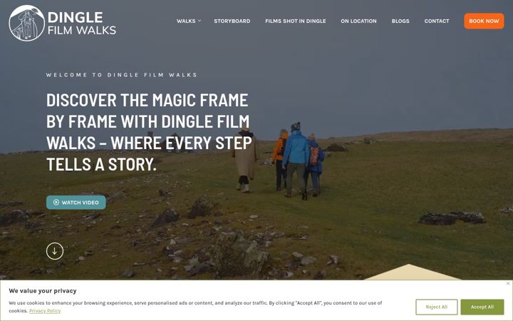 Screenshot of dinglefilmwalks.com