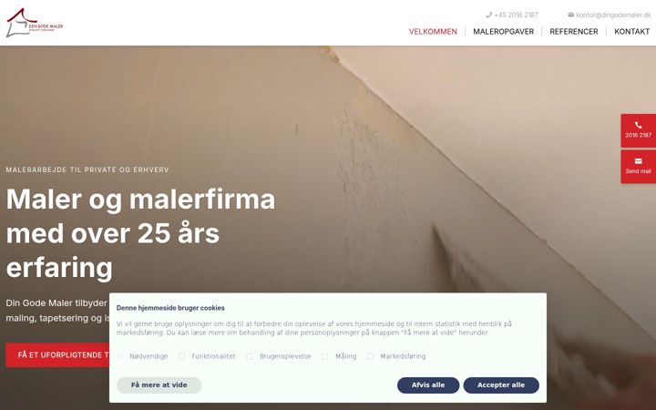 Screenshot of dingodemaler.dk