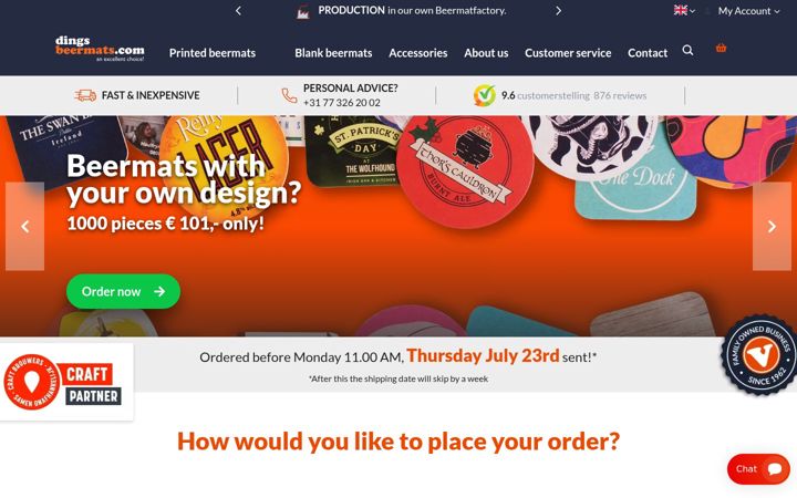 Screenshot of dingsbeermats.com
