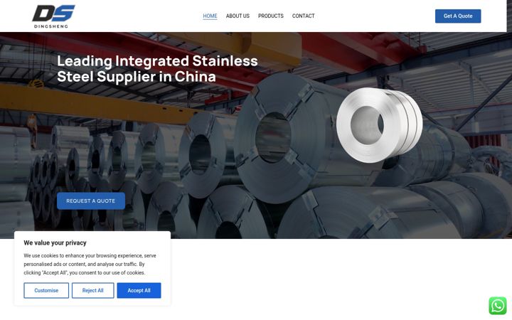 Screenshot of dingsteel.com