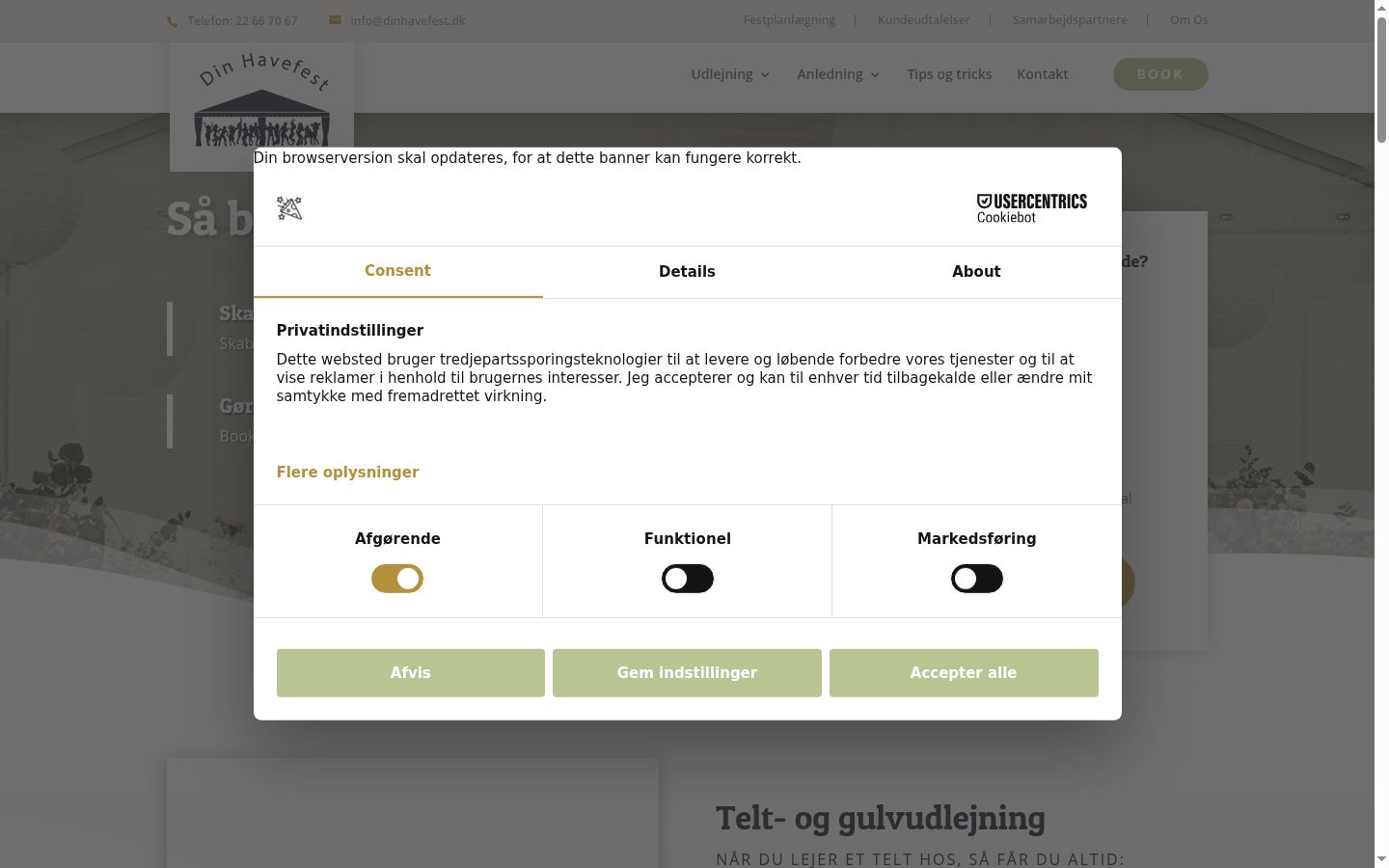 Ekraanipilt nõusolekubännerist, mida näidati enne mis tahes suhtlust