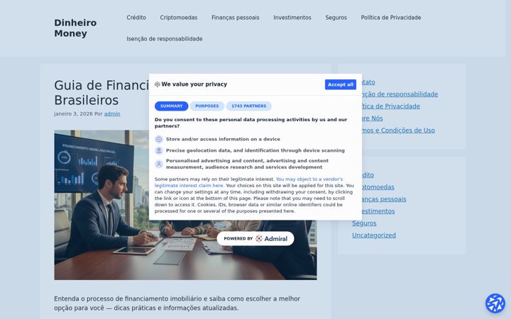 Screenshot of dinheiromoney.com