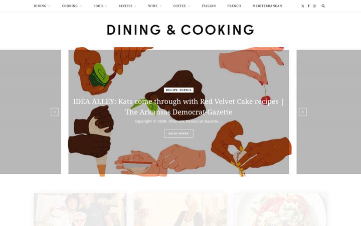 Snímek obrazovky diningandcooking.com