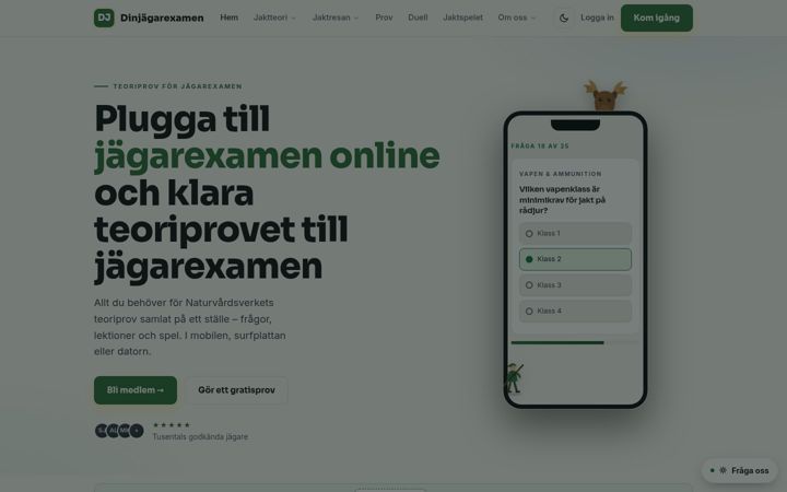 Snímek obrazovky dinjagarexamen.se