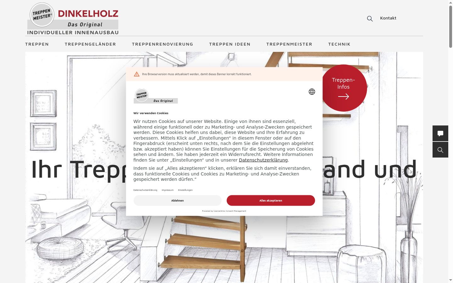 Screenshot del banner di consenso mostrato prima di qualsiasi interazione