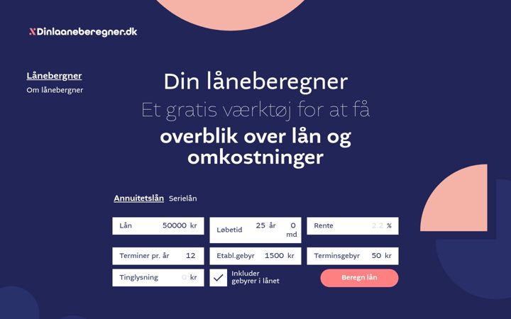 Screenshot of dinlaaneberegner.dk