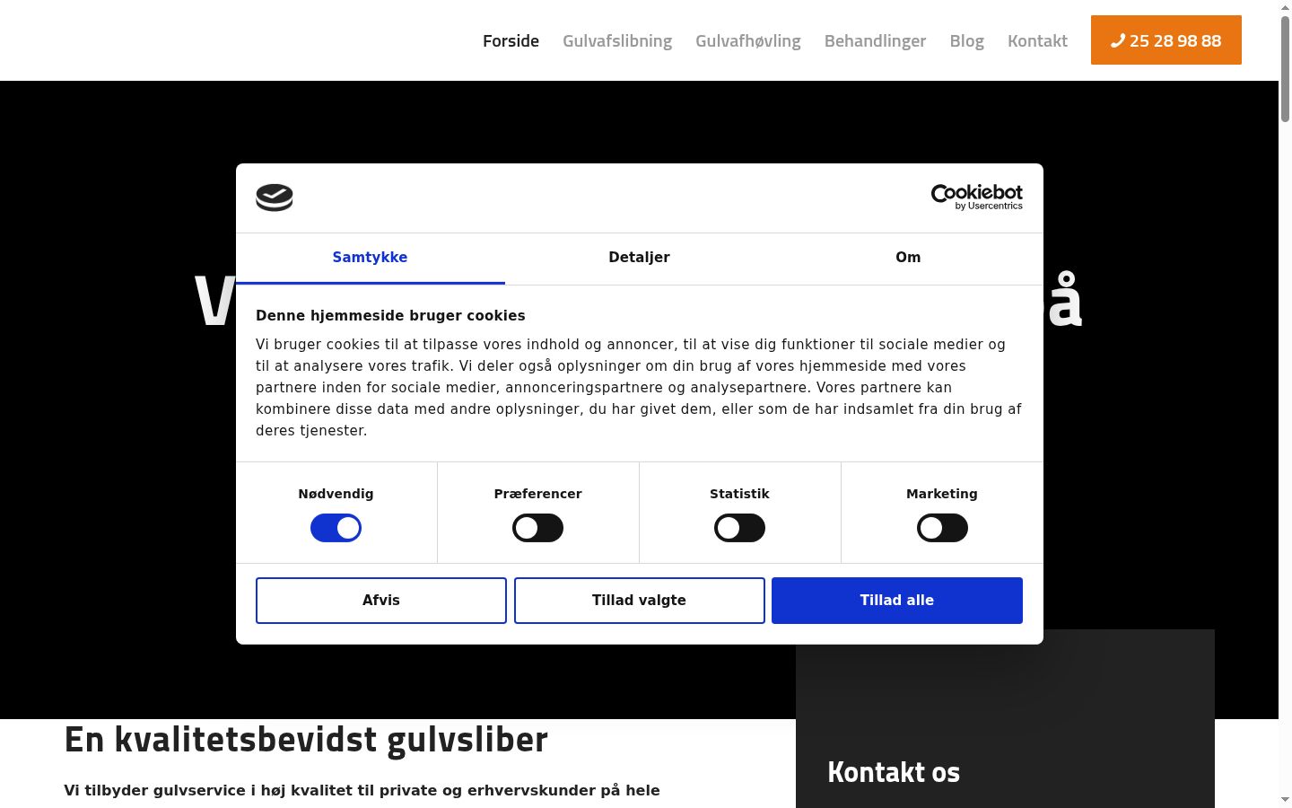 Screenshot van de toestemmingsbanner zoals getoond vóór enige interactie