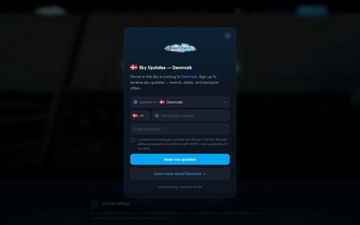 Screenshot of dinnerinthesky.de