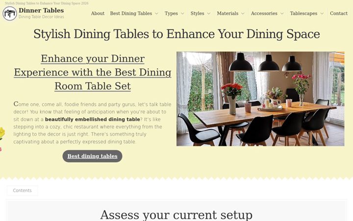 Екранна снимка на dinnertables.net