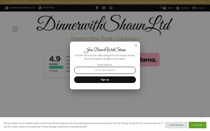 Screenshot of dinnerwithshaun.com