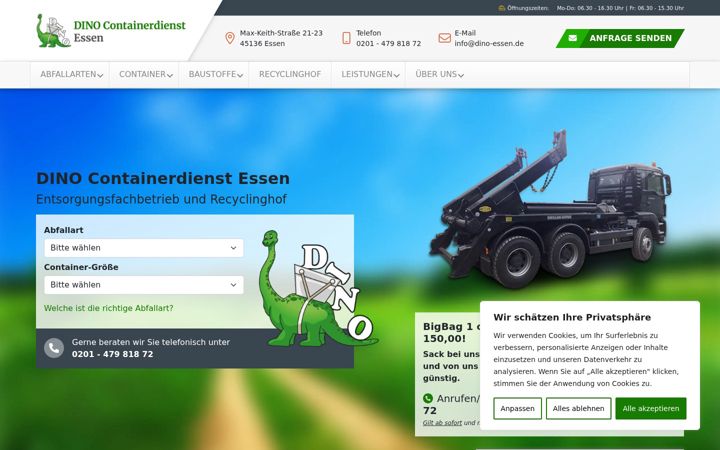 Screenshot of dino-containerdienst-essen.de