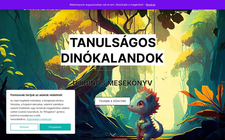 Screenshot of dinokalandok.hu