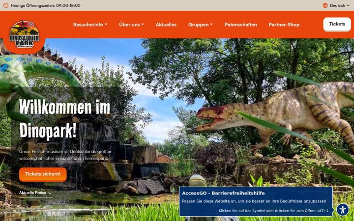 Capture d'écran de dinopark.de