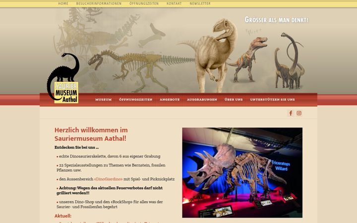 Screenshot of dinosauriermuseum.ch