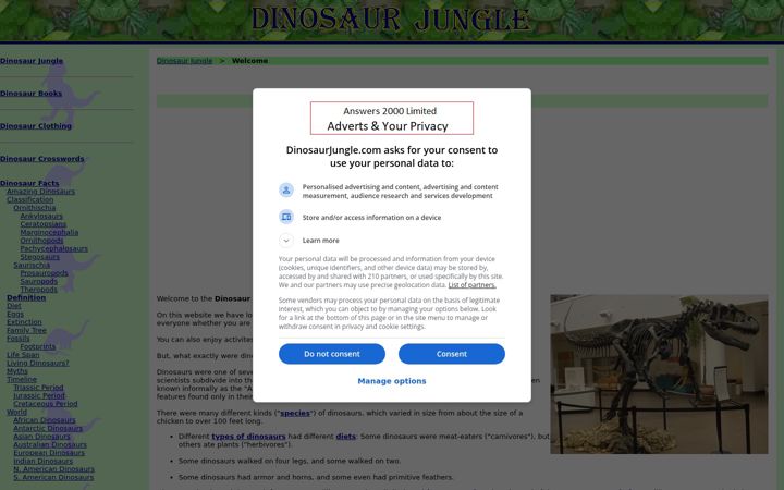 Screenshot of dinosaurjungle.com