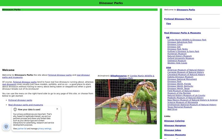 Screenshot of dinosaursparks.com