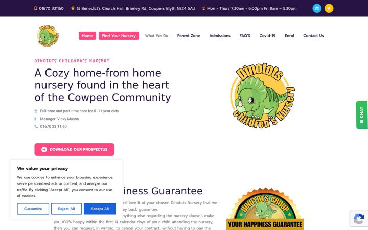 Екранна снимка на dinototschildrensnursery.co.uk