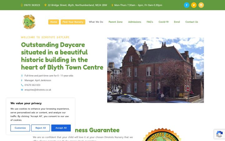 Екранна снимка на dinototsdaycare.co.uk