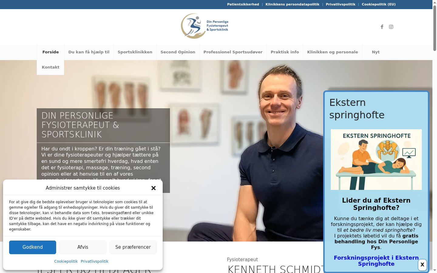 Skärmbild av samtyckesbannern som visades före någon interaktion