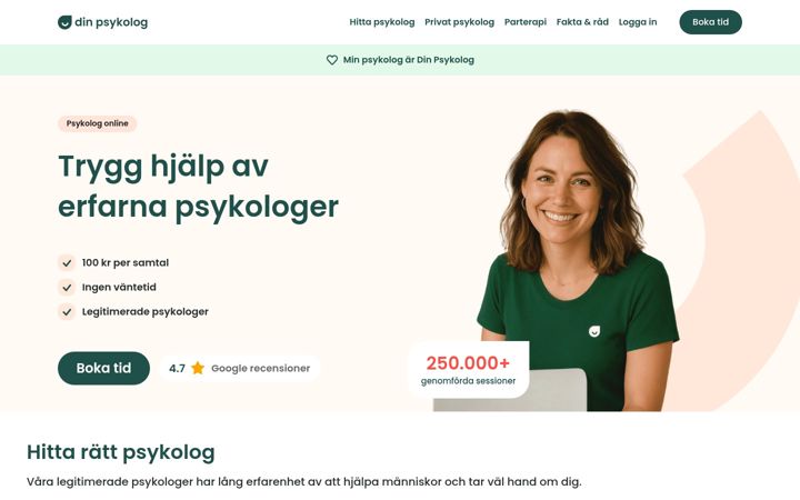 Snímek obrazovky dinpsykolog.se