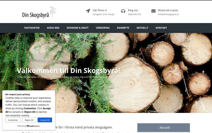 Skærmbillede af dinskogsbyra.se