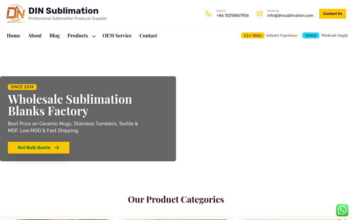 Screenshot of dinsublimation.com