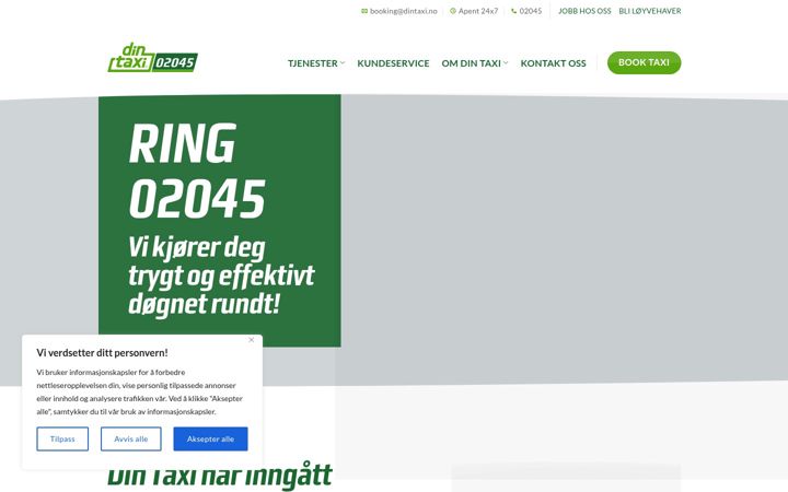 Screenshot ta' dintaxi.no