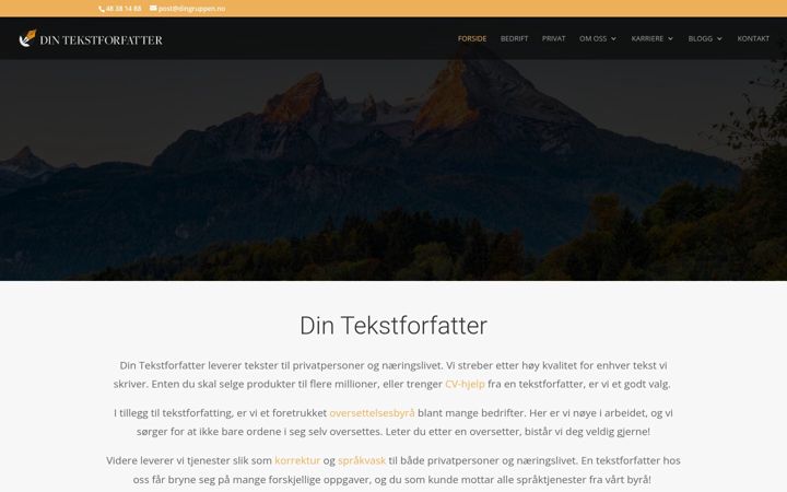 Zrzut ekranu dintekstforfatter.no